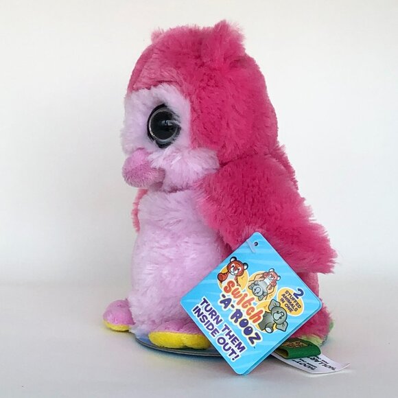 🔥3 For $20🔥New w/Tag Owls Reversible Plush Pink/Green Switch-A-Rooz 8" (20 cm) - Picture 11 of 16